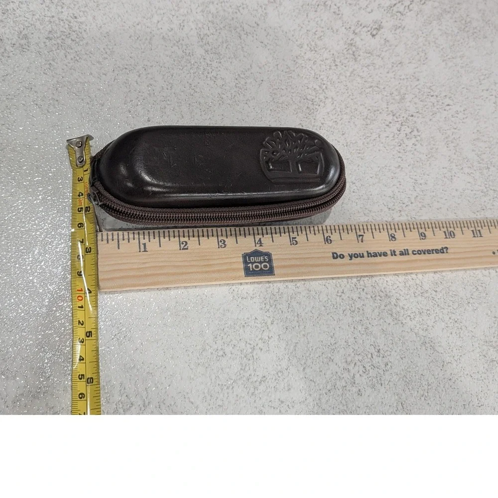 Timberland Brown Hard Shell Eyeglass Case | Zip Around | Logo
